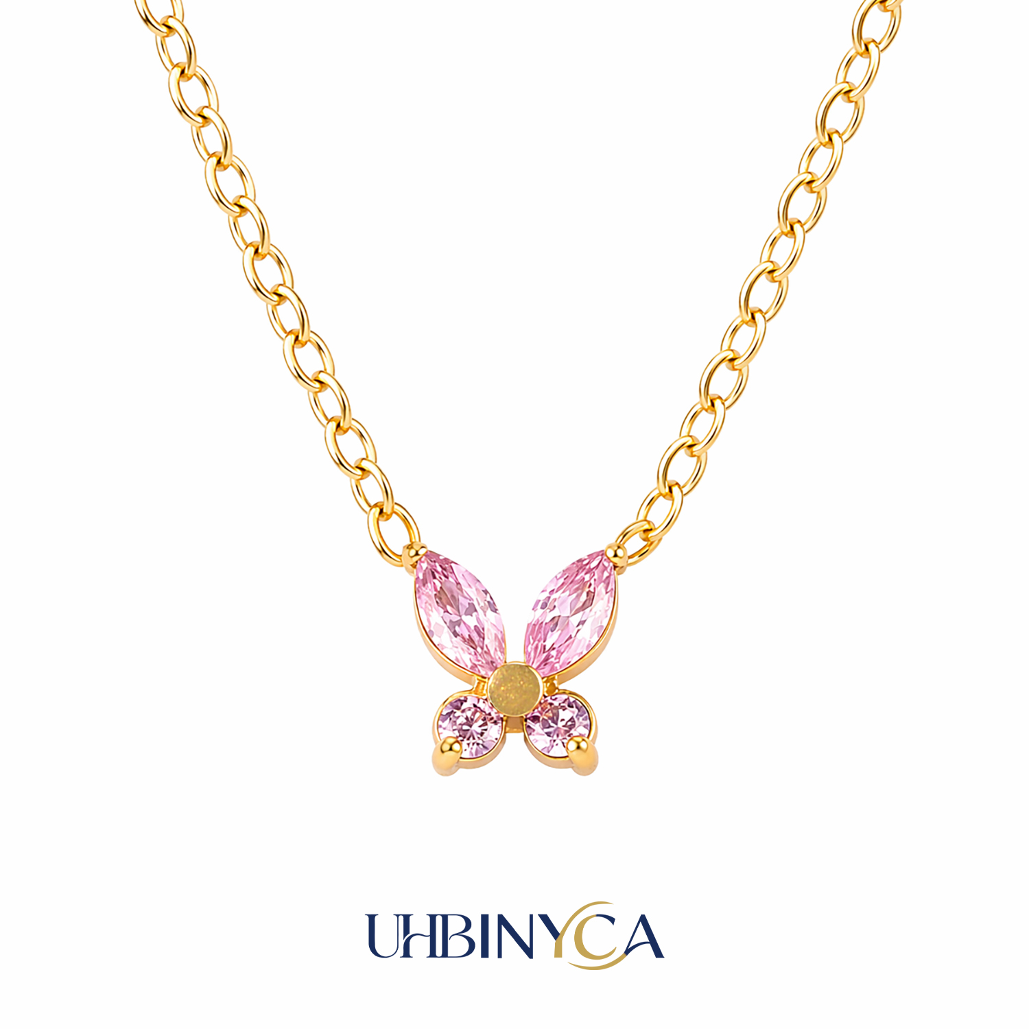 Butterfly Clasp Deployant - Collier pendentif papillon en zircone étincelante,