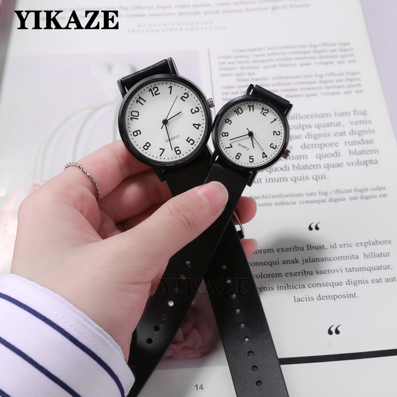 Silicone Band Women - YIKAZE montre-bracelet pour femme Simple noir