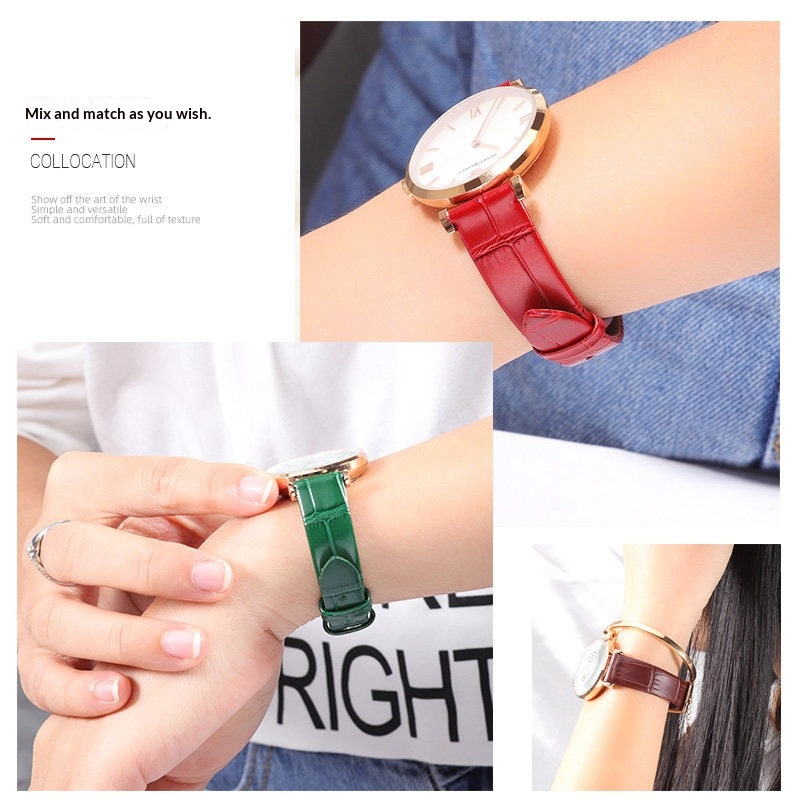 Bracelet de montre en cuir vér - Leather Strap Quick Release avis et prix