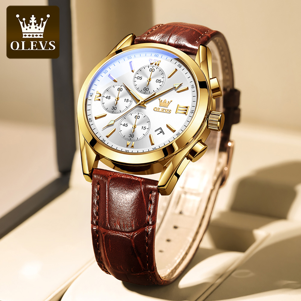 OLEVS 2872 chronographe hommes - Leather Watch Band Men avis et prix